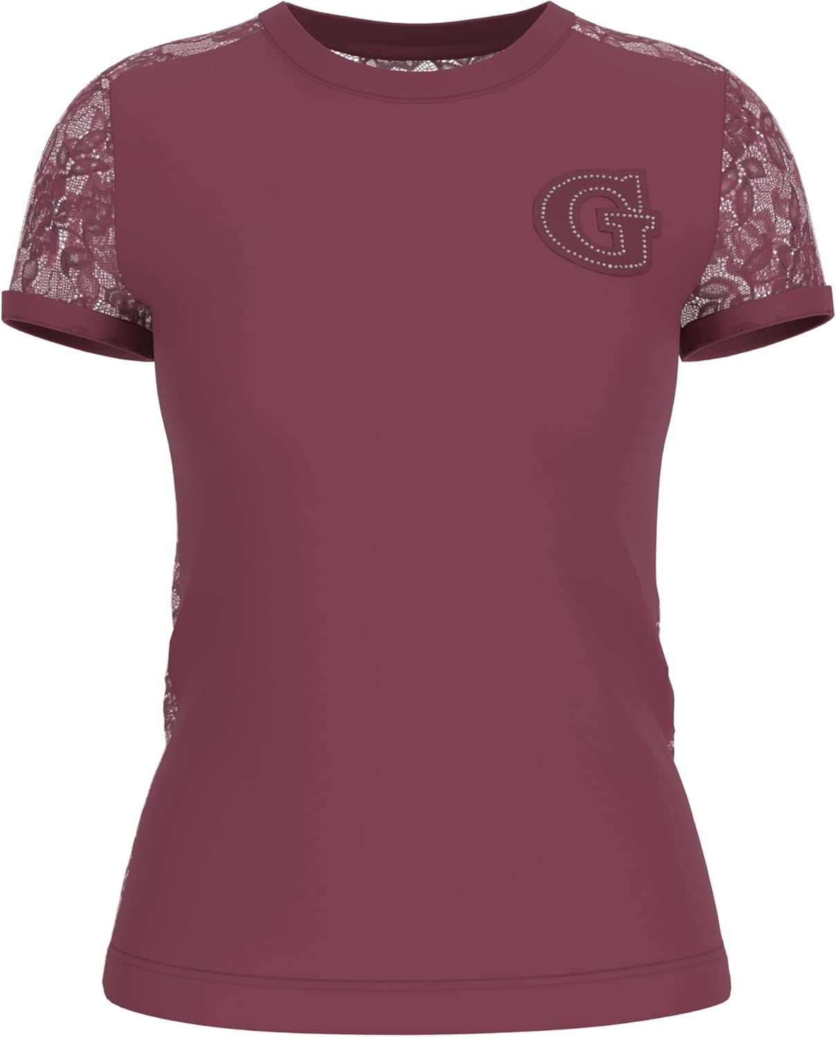 

Женская футболка Guess с коротким рукавом и кружевом, Burgundy Rose, Розовый, Женская футболка Guess с коротким рукавом и кружевом, Burgundy Rose