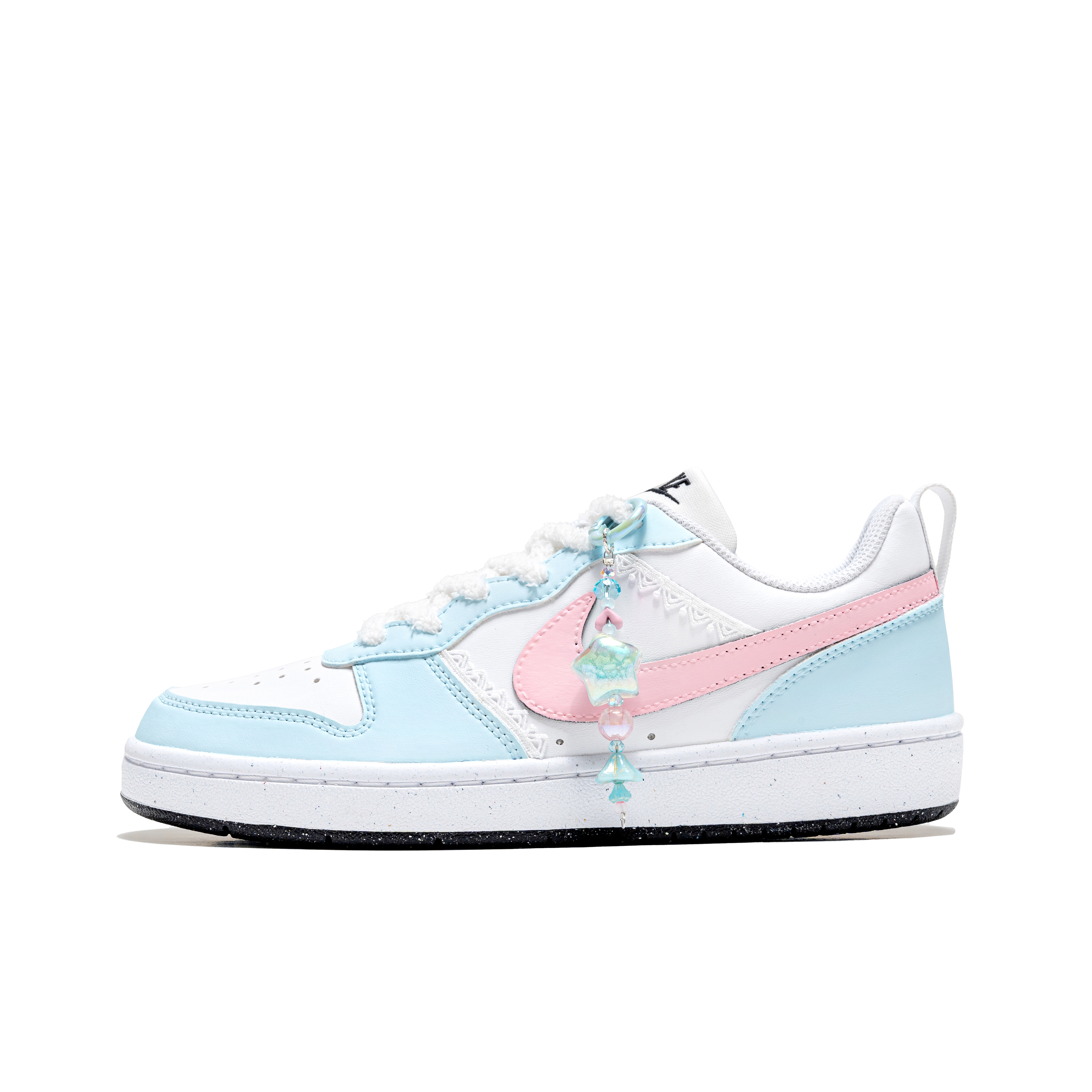 

Nike Детские кроссовки для скейтбординга Court Borough Cyan Bird Danyu с амортизацией, износостойкие, низкие, белые, для подростков