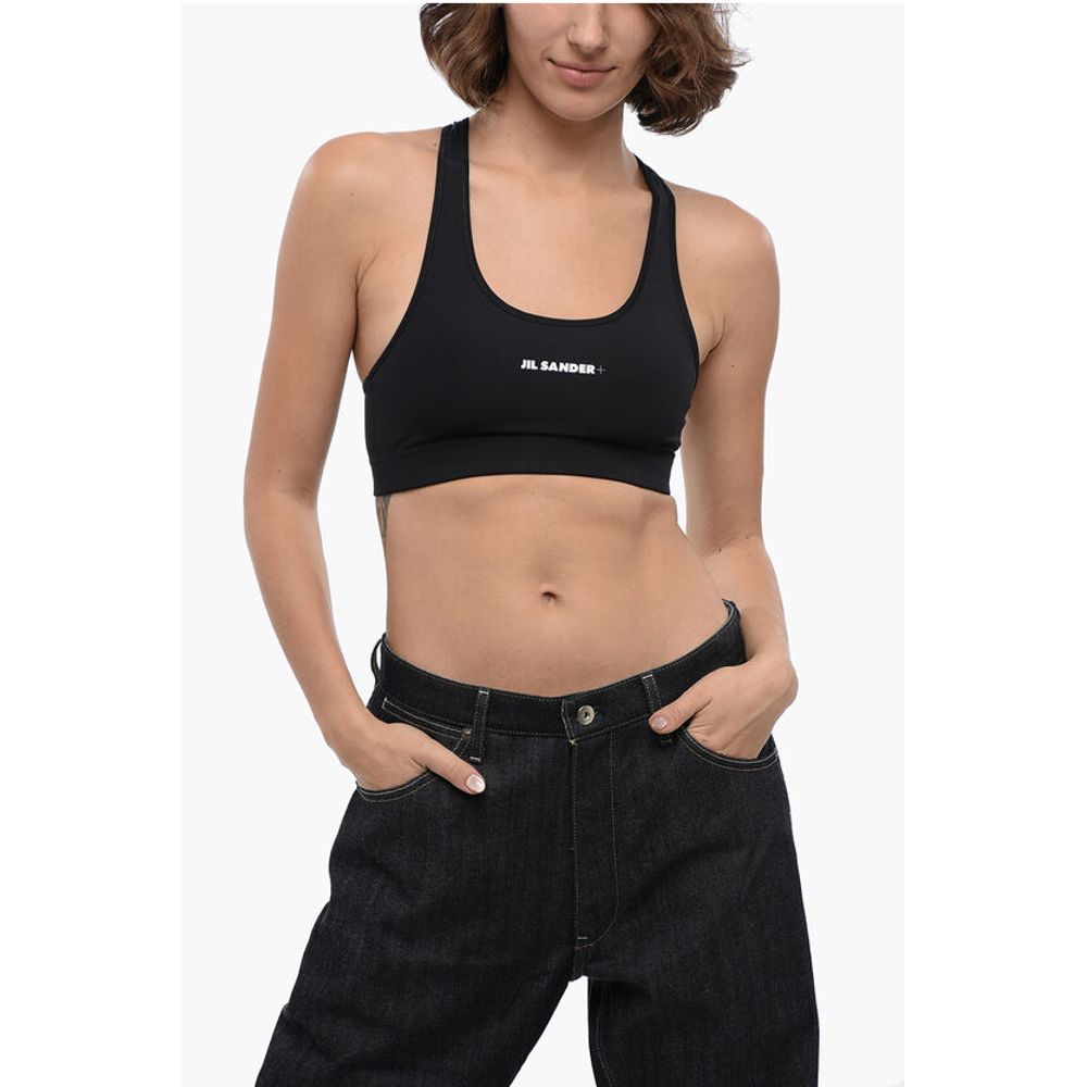 

Укороченный топ из технической ткани с напечатанным логотипом Jil Sander, Black
