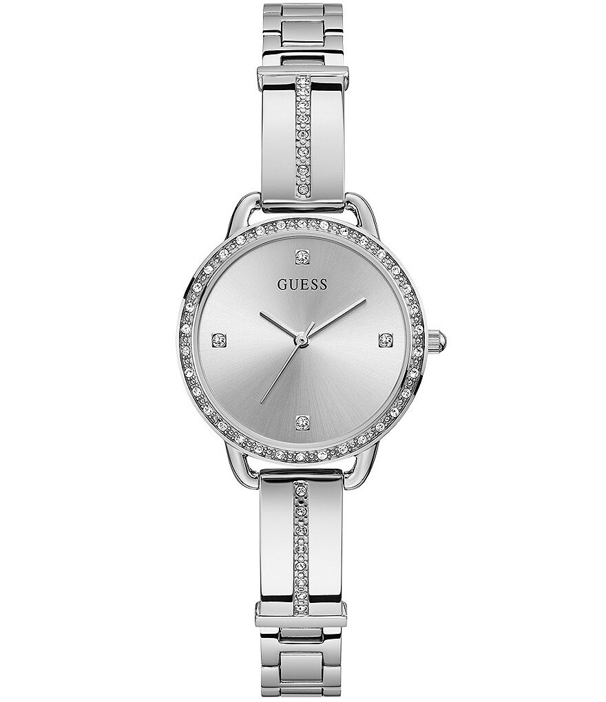 

Женские аналоговые часы Guess с серебристыми кристаллами, серебро