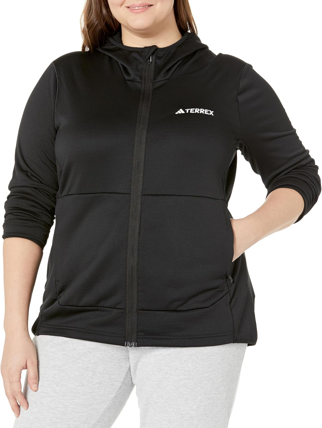 

adidas Originals Adidas Women's Terrex Xperior Легкая Флисовая Толстовка с Капюшоном (Плюс Размеры), Black