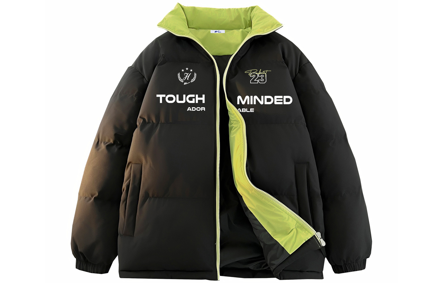 

WARRIOR Пуховик серии "Покоряющий ветер и волны" унисекс, Black/Fruit Green