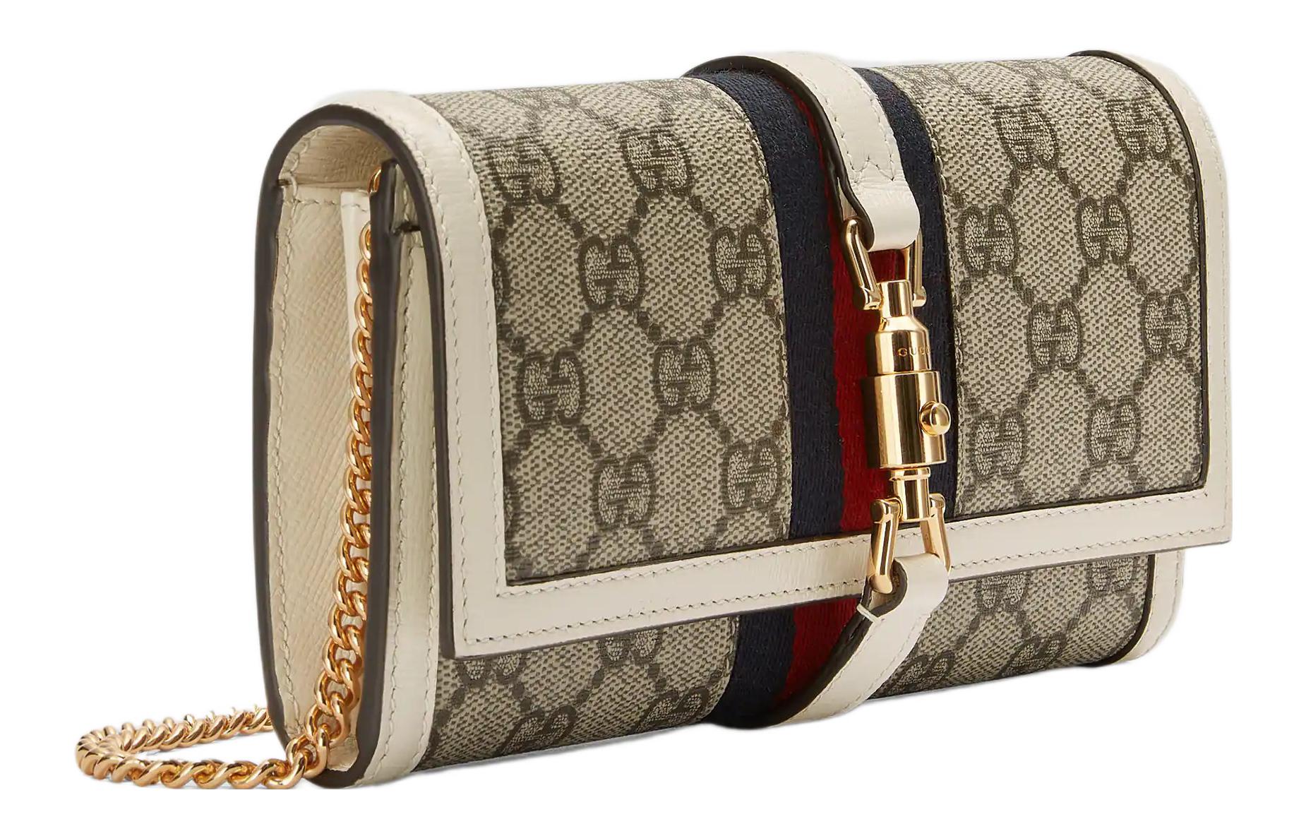 GUCCI Женская сумка через плечо Джеки 1961 из холста с кожаными вставками бежевая — фото 2