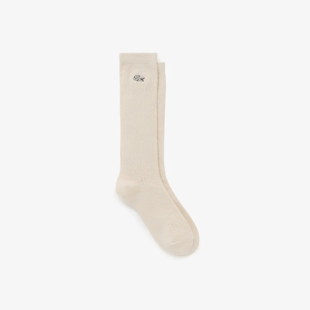 Носки длинные Lacoste Lumi, женские, хлопок, белые