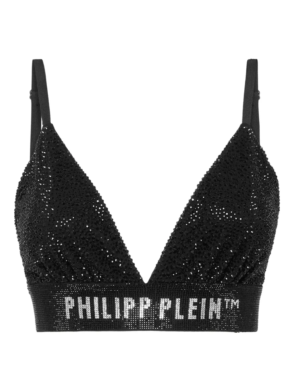 

Бюстгальтер с треугольными чашками и стразами Philipp Plein, черный