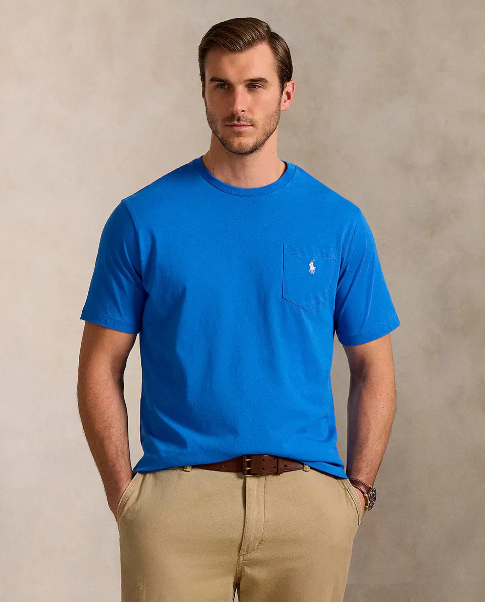 

Мужская футболка из хлопка с карманами больших размеров Polo Ralph Lauren, синий