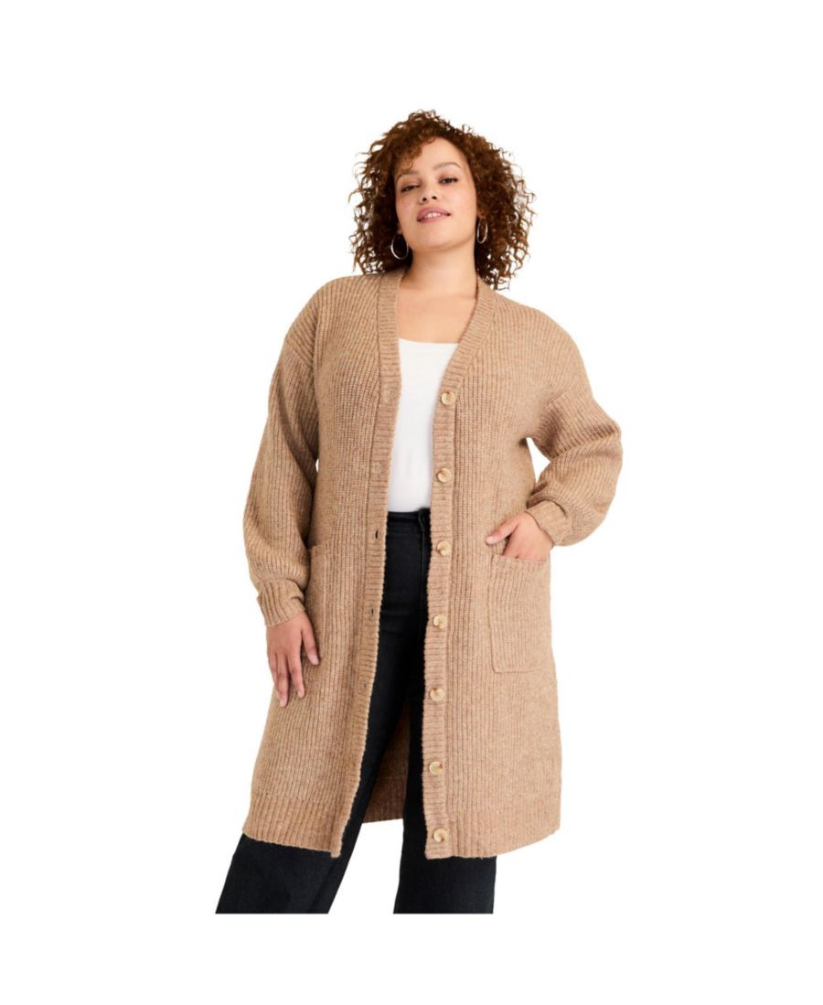 

Женский кардиган June + Vie средней длины на пуговицах June & Vie, Redwood burl