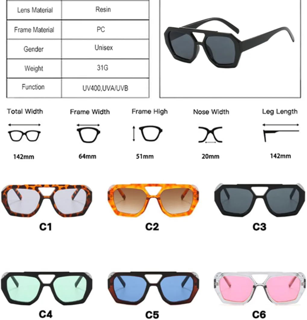 

Винтажные солнцезащитные очки неправильной формы, квадратной формы, с двойной перемычкой, для женщин и мужчин, защита от УФ-излучения UV400 UATXTAU, Black Green