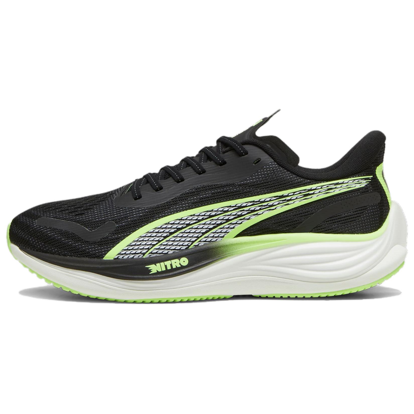 

Puma Velocity Nitro 3 Антискользящие Износостойкие Низкие Повседневные Кроссовки для Бега Мужские Черные Зеленые