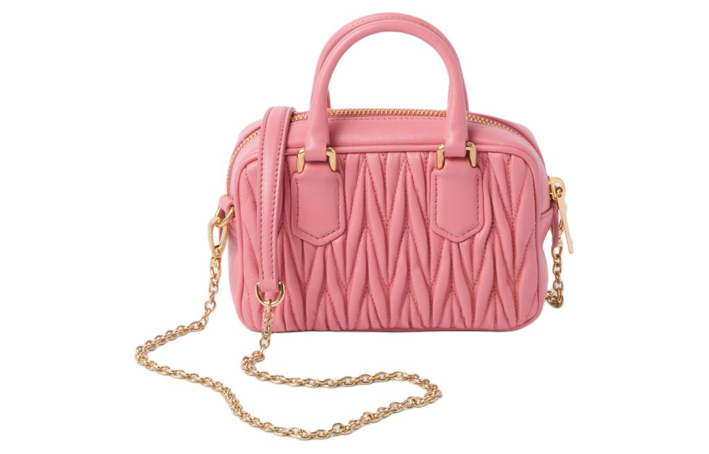 MIU MIU Мягкая овчинная кожаная сумка через плечо миниатюрная женская розовая — фото 3