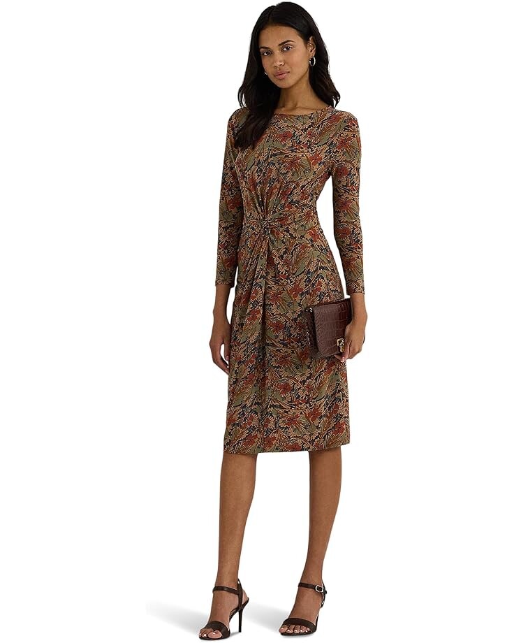 

Платье Lauren Ralph Lauren Floral Twist-Front Stretch Jersey Dress, цвет Cream Multi