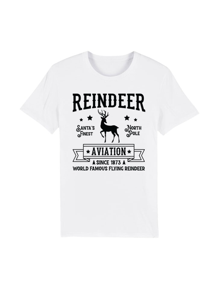 

Футболка F4NT4STIC T-Shirt Reindeer Aviation Retro Weihnachts Sign, белый
