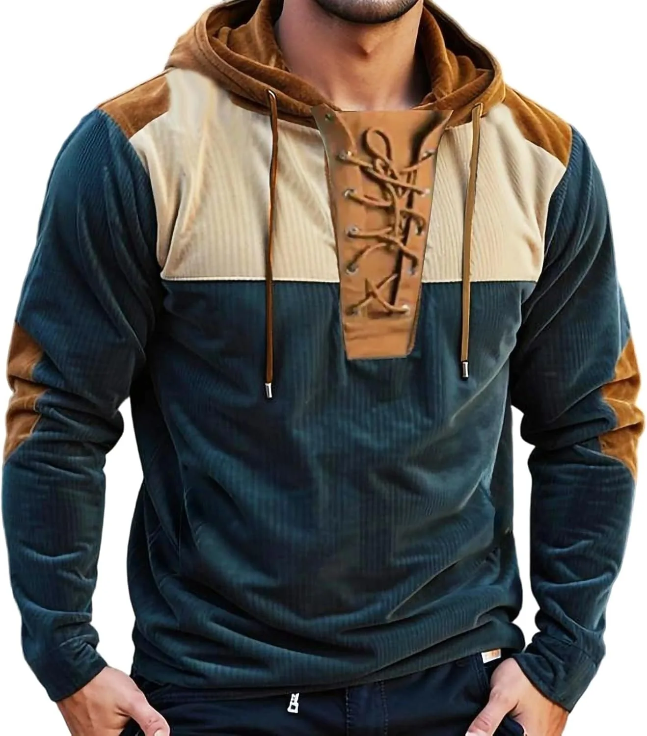 

Куртка-худи для мужчин с цветными блоками, длинный рукав, мягкая и удобная