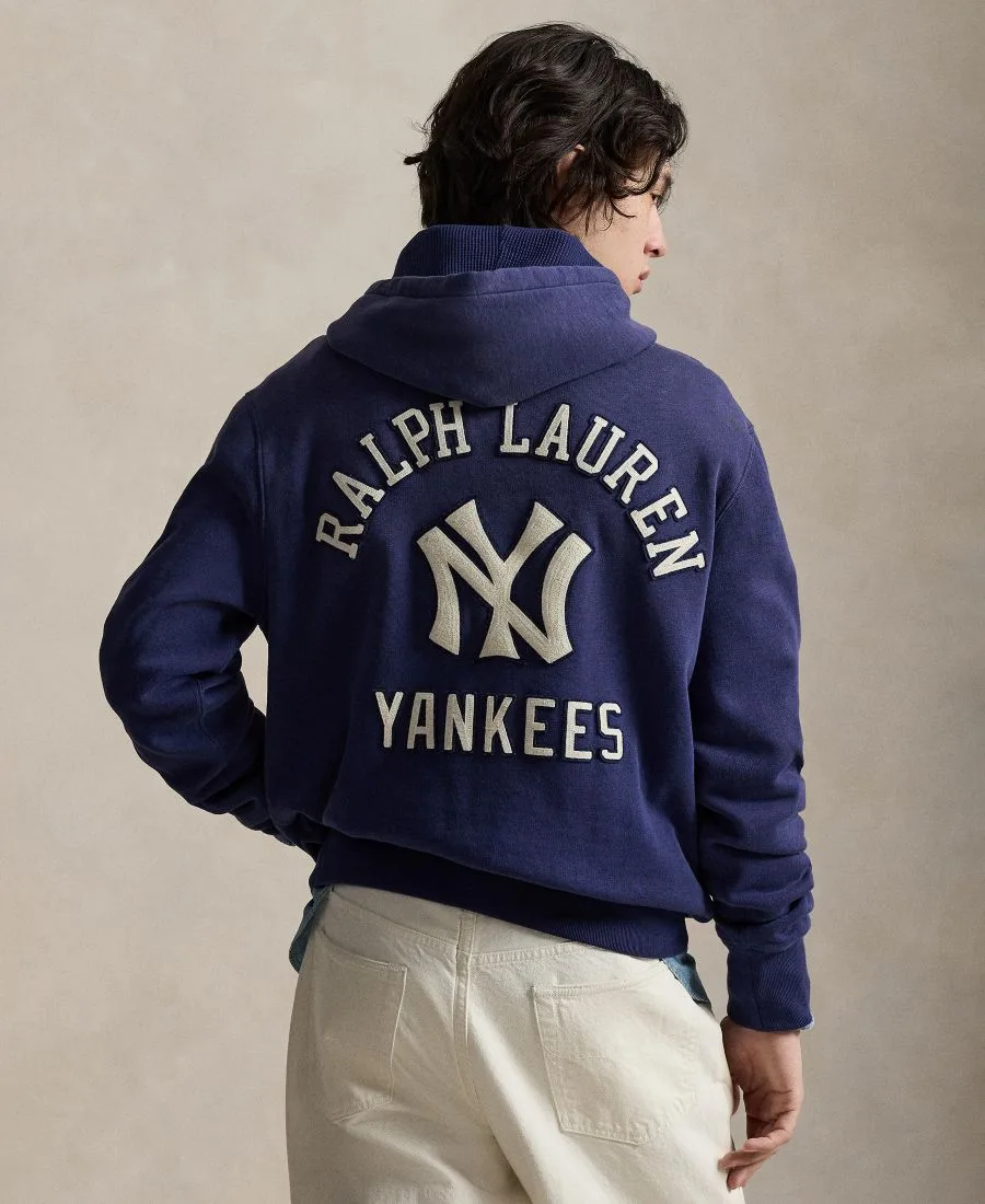 Мужская флисовая толстовка с логотипом Yankees Polo Ralph Lauren, темно-cobalt — фото 4