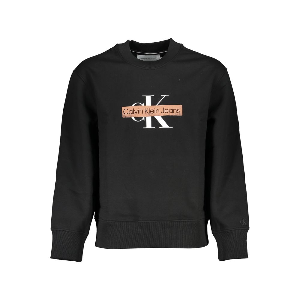 Элегантная флисовая толстовка с круглым вырезом Calvin Klein, черный