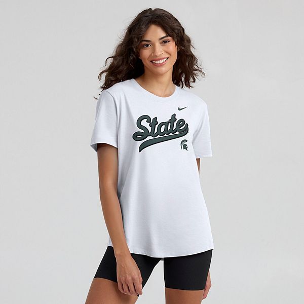 

Женская белая футболка Michigan State Spartans Local Script Nike, Белый, Женская белая футболка Michigan State Spartans Local Script Nike