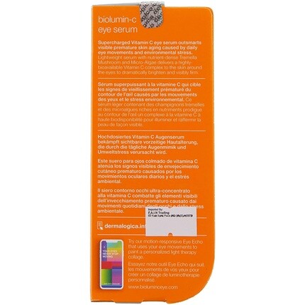 Biolumin-C Eye Serum 0,5 жидких унций Сыворотка для глаз с витамином C - осветляет область вокруг глаз, уменьшает тонкие линии и морщины, делает кожу гладкой, Dermalogica — фото 3