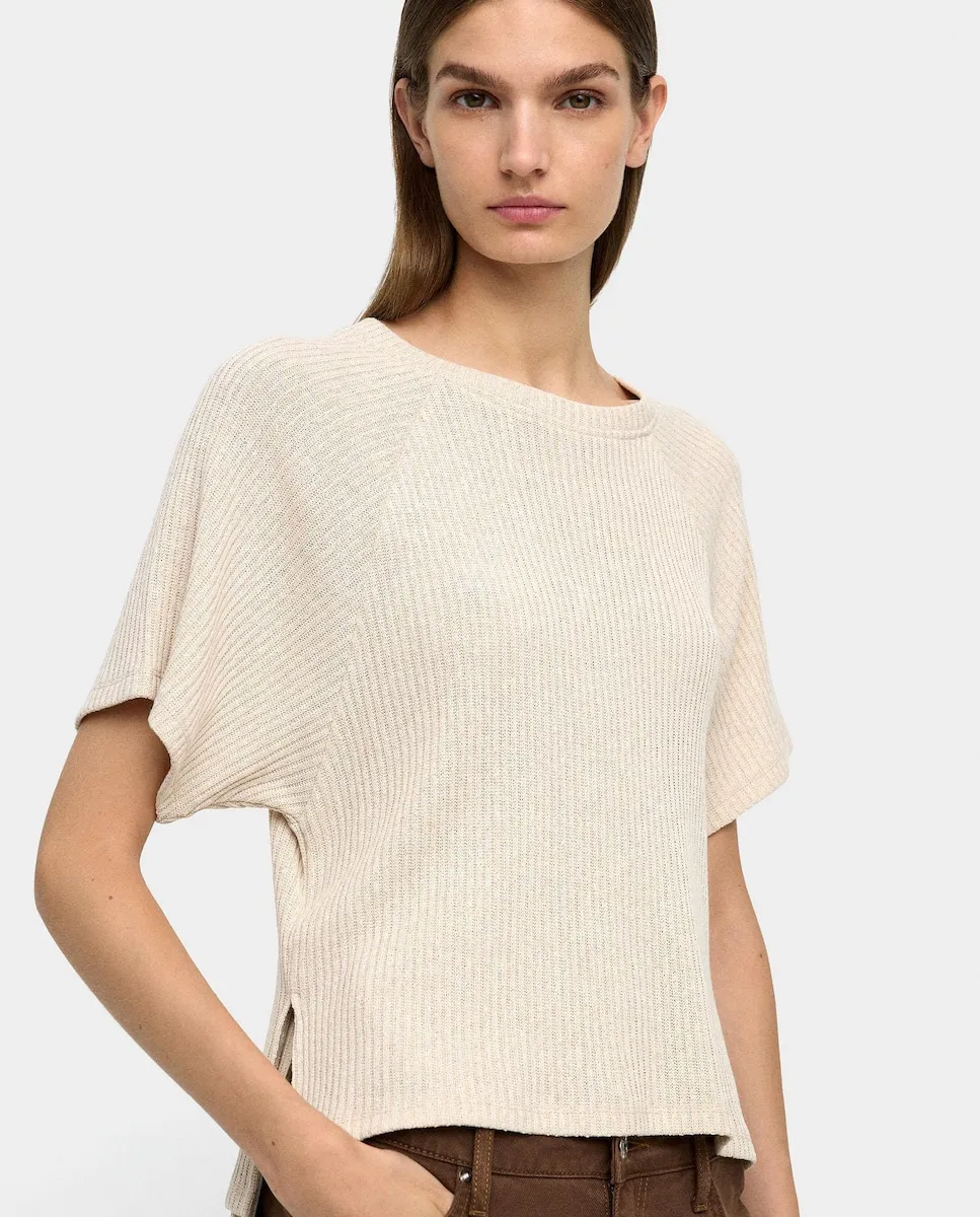 

Женский короткий рукав джерси с боковыми шнурками для регулировки Parfois, бежевый