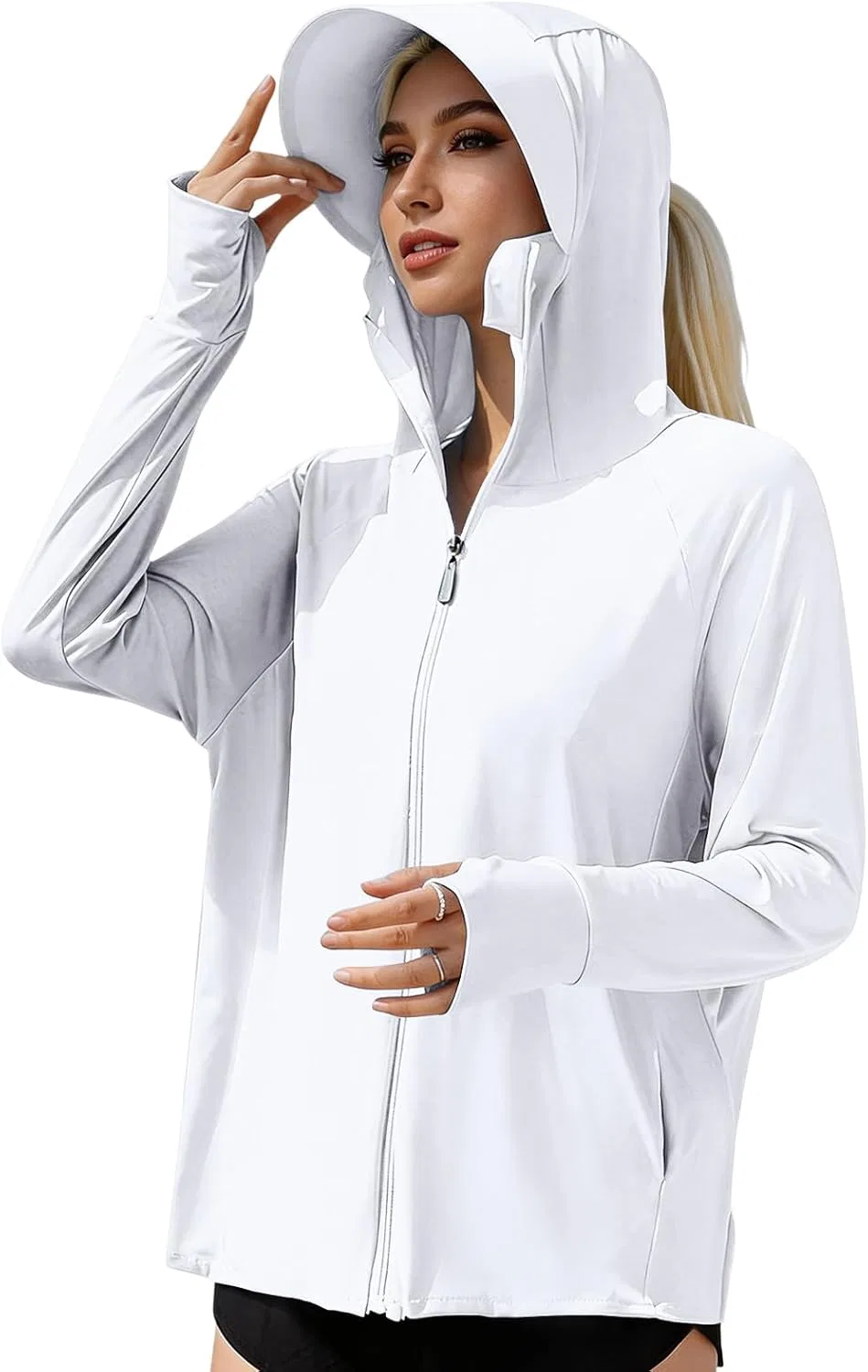 Куртка женская UPF 50+ Athletic Hoodies, Generic, U007- White — фото 2