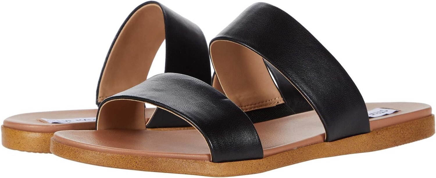 Сандалии на плоской подошве Dual Flat Sandal Steve Madden, черная кожа