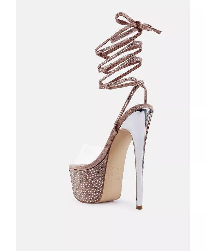 Туфли Sugar Mom Strappy Diamante Platform High Heels London Rag, коричневый/бежевый — фото 2