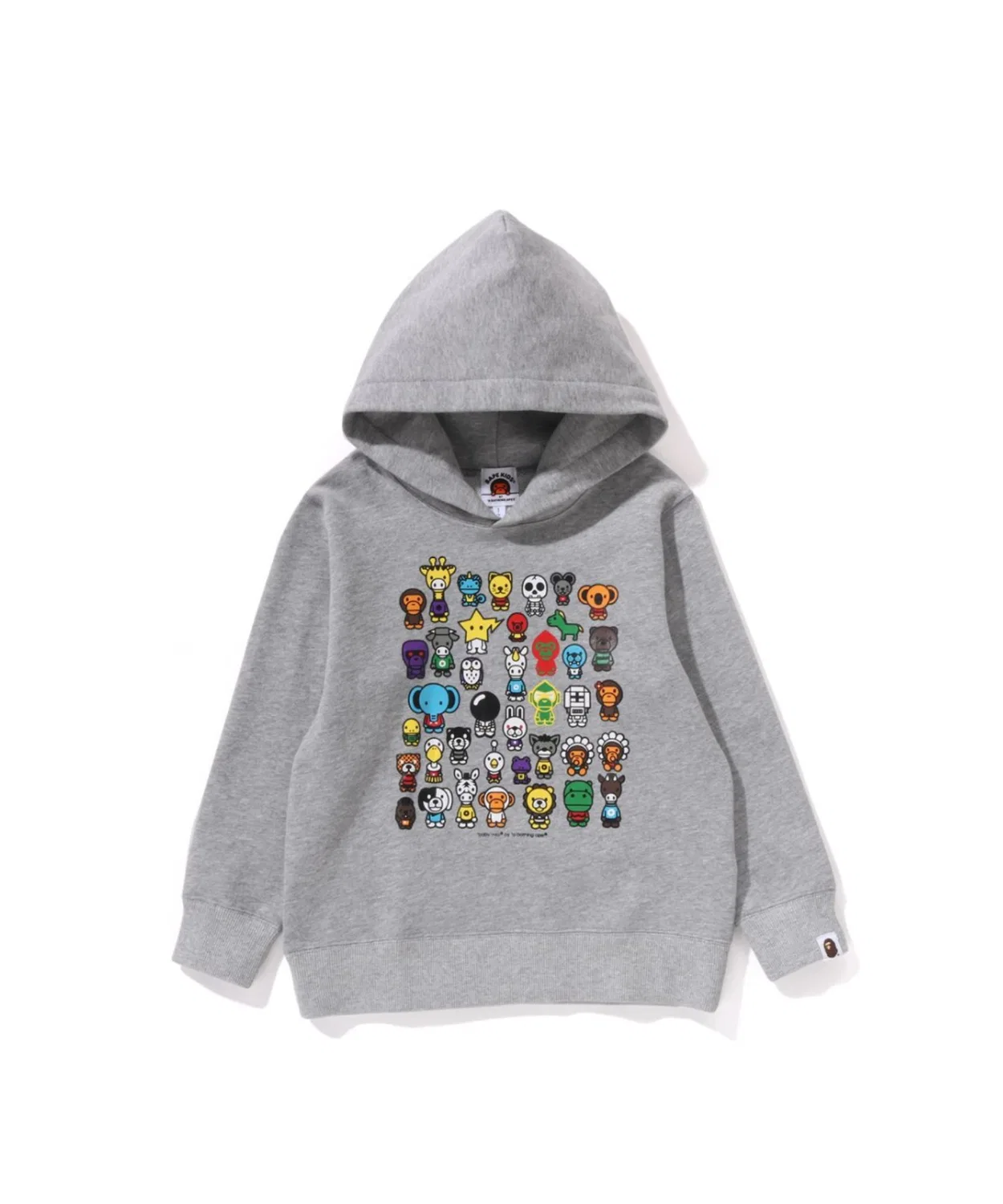 Худи-свитшот A BATHING APE A TO Z Pullover Hoodie из хлопка серый