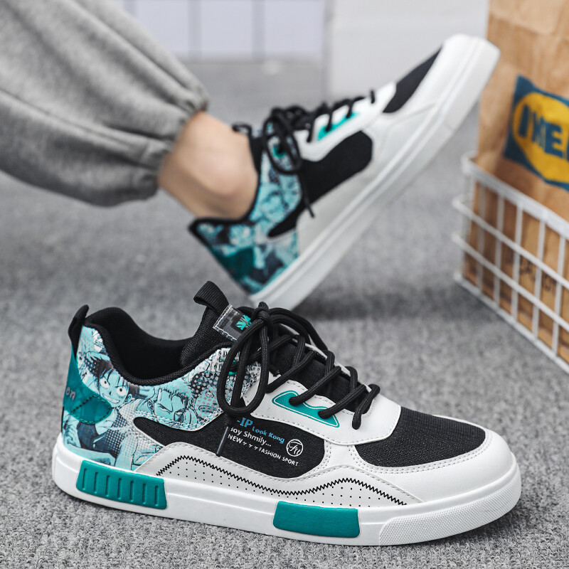 Кроссовки Flower Cobbler/PLAY COBBLER Skateboarding Shoes Men Low-top, белый/синий — фото 3