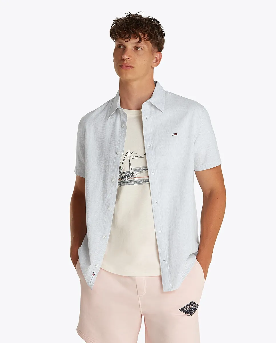 

Мужская рубашка с короткими рукавами, прямого кроя Tommy Jeans, голубой