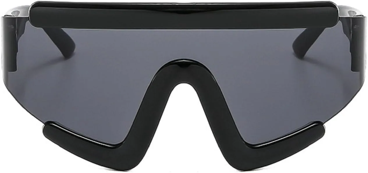 

Солнцезащитные очки в стиле панк Y2K, маска-щит, женские, роскошные цельные солнцезащитные очки для женщин, спортивные очки для мужчин 68290 Melrose, Black