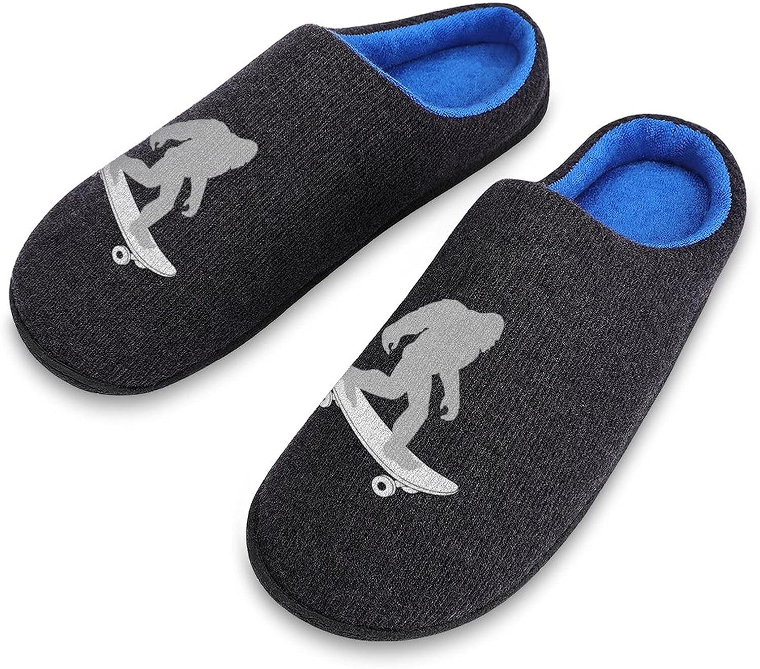 

Мужские вязаные хлопковые тапочки Bigfoot для скейтборда, мягкие, комфортные, теплые домашние повседневные обувь Weedkeycat, темно-серый