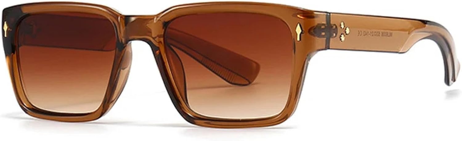 

Солнцезащитные очки в стиле ретро с заклепками для женщин, модные градиентные очки с защитой от УФ-излучения UV400, трендовые солнцезащитные очки для мужчин TVTBBVV, Brown Tea Gradient