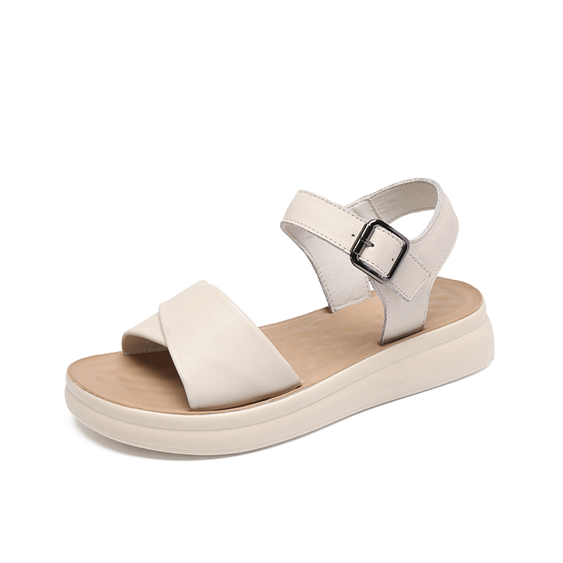 ZHR Женские сандалии на одной застежке бежевые, цвет Beige — фото 2