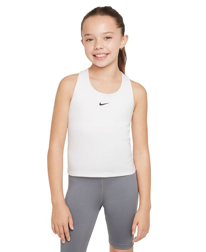

Спортивный бюстгальтер с логотипом Swoosh для больших девочек Dri-FIT Nike, белый