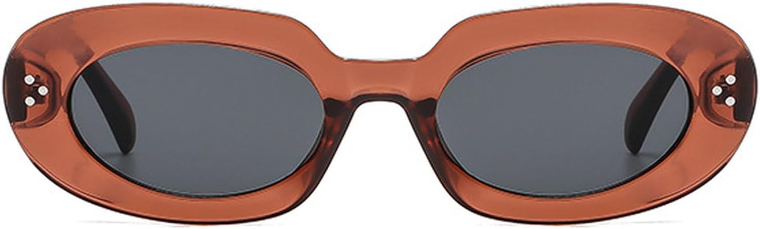 

Ретро овальные солнцезащитные очки для женщин и мужчин, модные солнцезащитные очки с леопардовым принтом коричневого цвета, винтажные женские очки 90-х годов mincl, Brown Gray