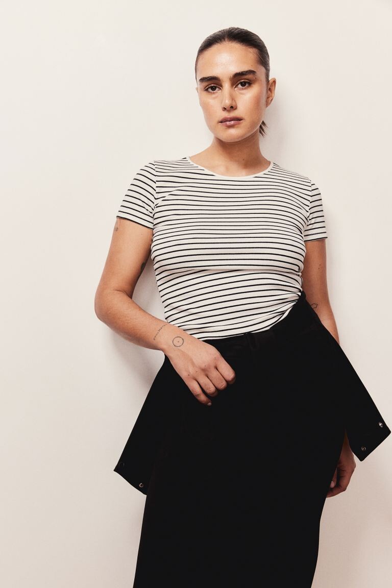 

Рубчатая футболка H&M, белый