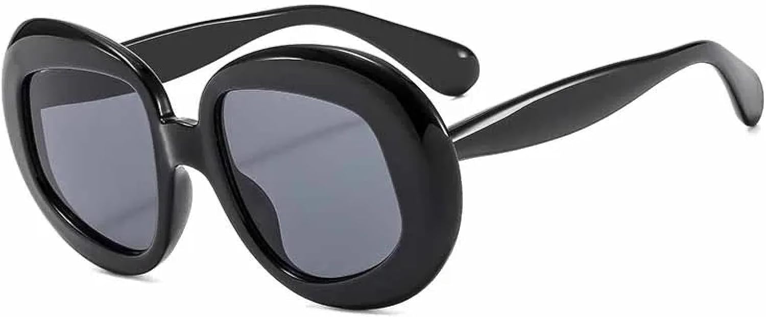 

Винтажные большие овальные солнцезащитные очки унисекс в крупной оправе, модные, для отдыха на природе, летних путешествий, солнцезащитные очки с защитой от УФ-излучения UV400 TKKTLLT, Black Gray