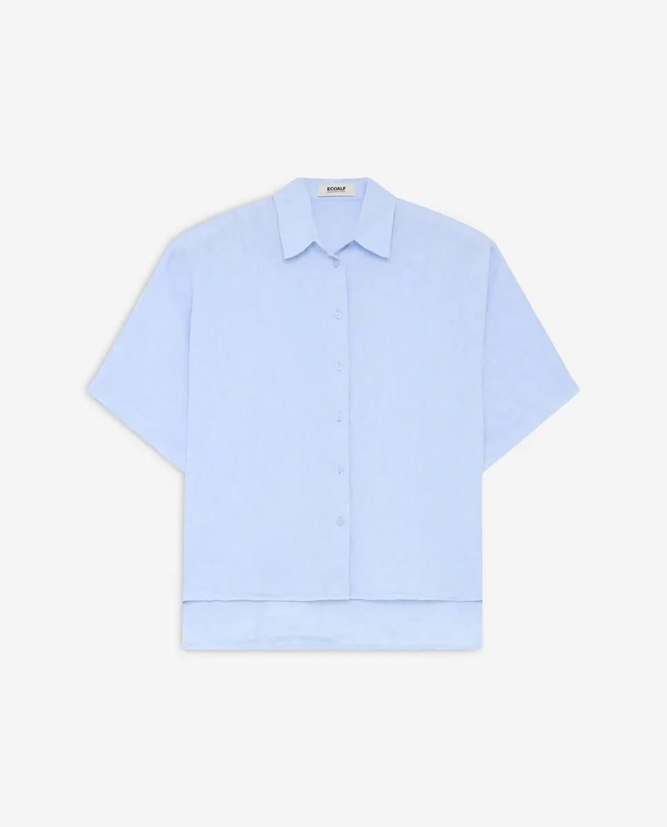 

Женская блузка с коротким рукавом и острым воротником Ecoalf, синий