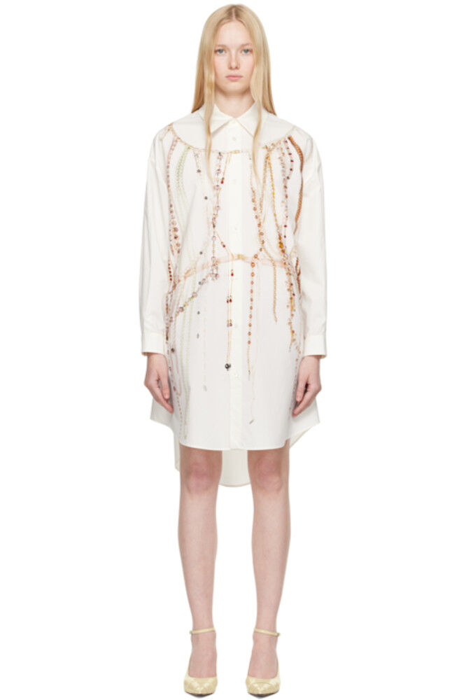 

Платье-рубашка цвета жемчуга Off-White MM6 Maison Margiela
