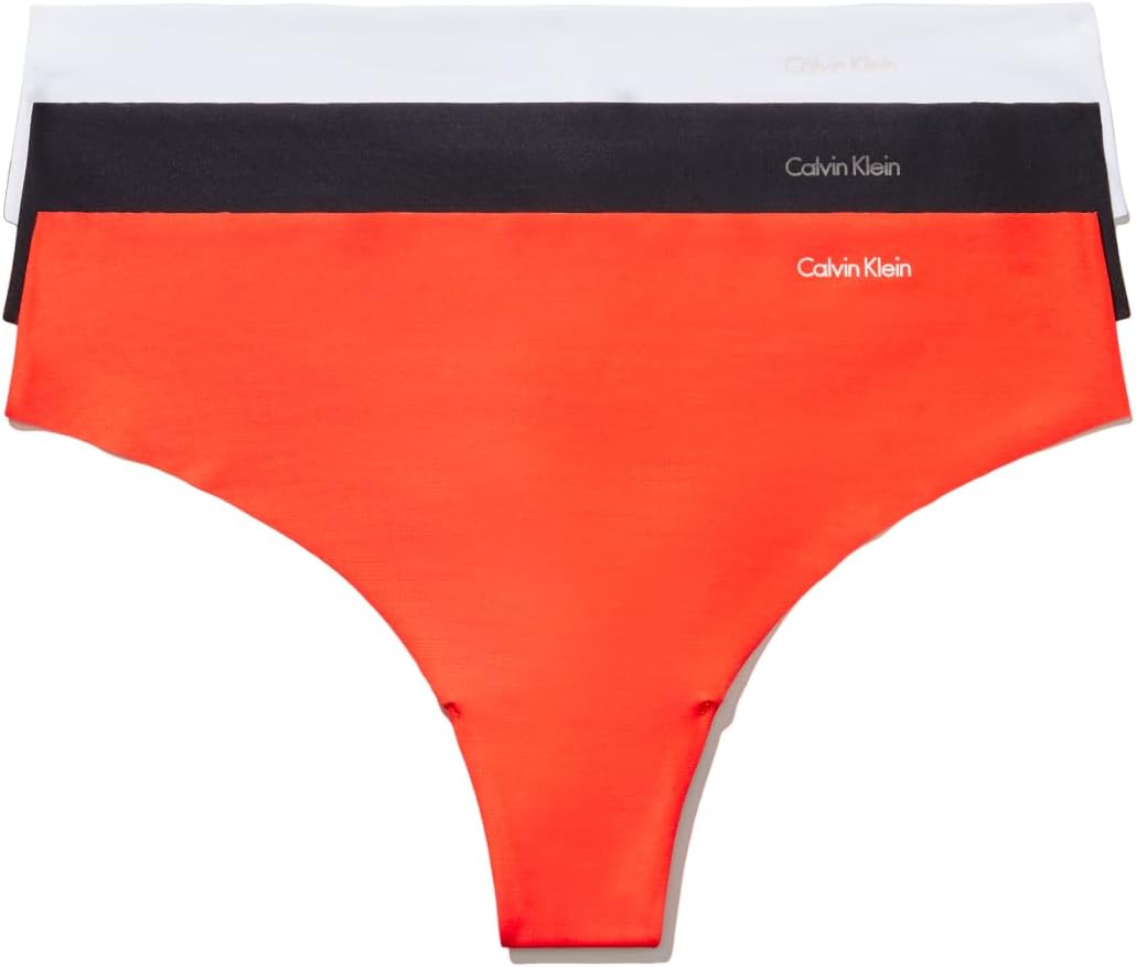 

Женские бесшовные трусики-стринги Calvin Klein Invisibles, 3 шт., Tuscan Terra Cotta/White/Black