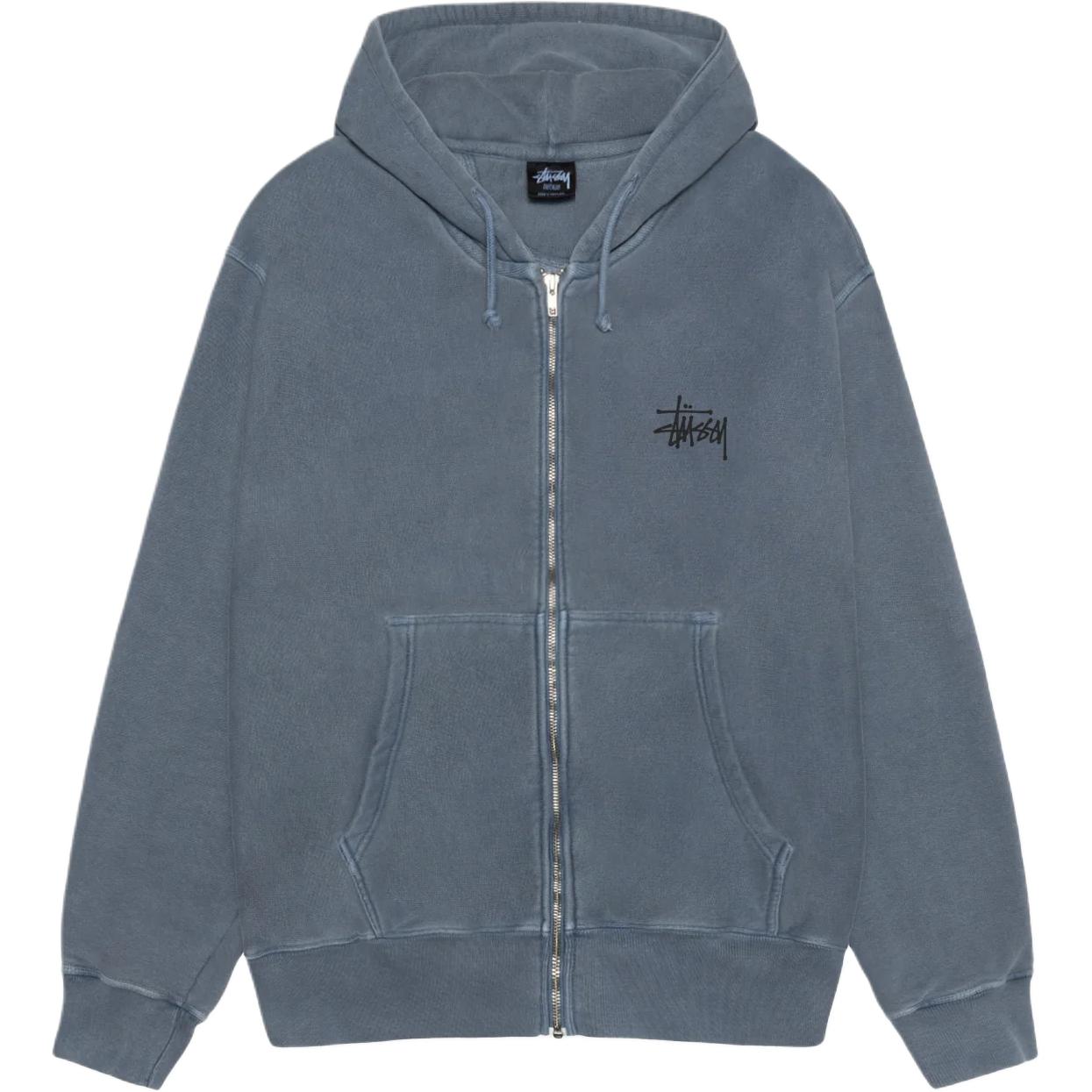 

Stussy Базовый худи с молнией пигментной окраски, Steel Blue