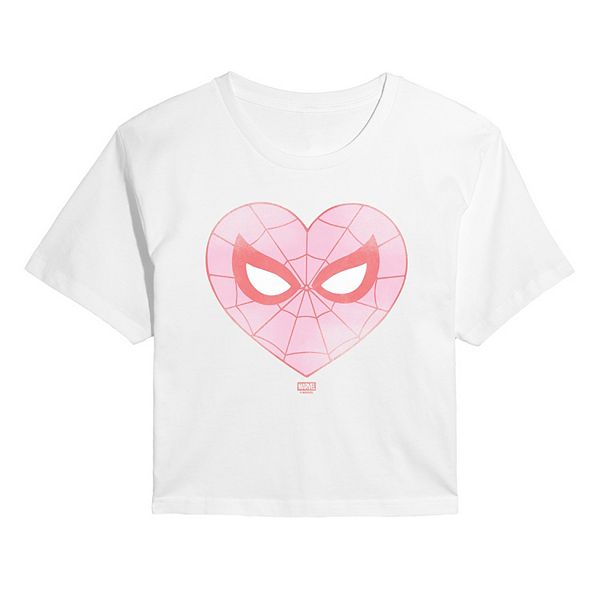 

Футболка Juniors' Spider-Man Valentine's Day Heart Distressed Cropped Marvel