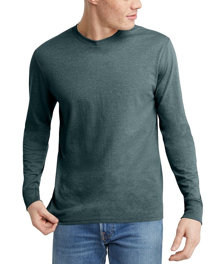 

Мужская футболка Originals Tri-Blend с длинным рукавом Hanes, цвет Green 1