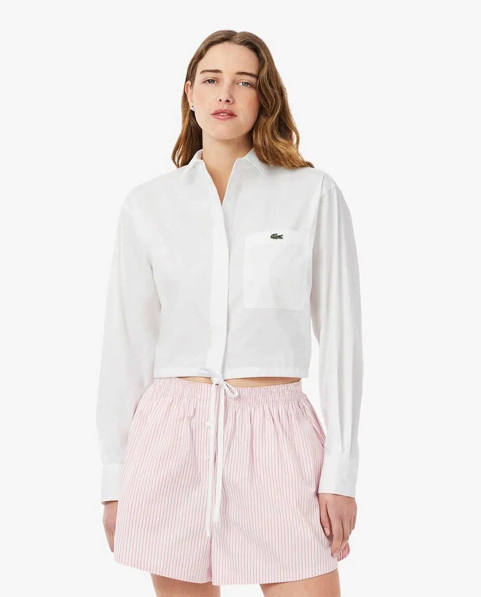 

Женская приталенная рубашка из поплина с длинным рукавом Lacoste, белый