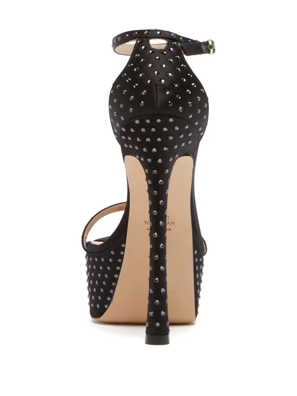 Босоножки Nudistcurve Hollywood с кристаллами, каблук 145 мм Stuart Weitzman, черный — фото 4