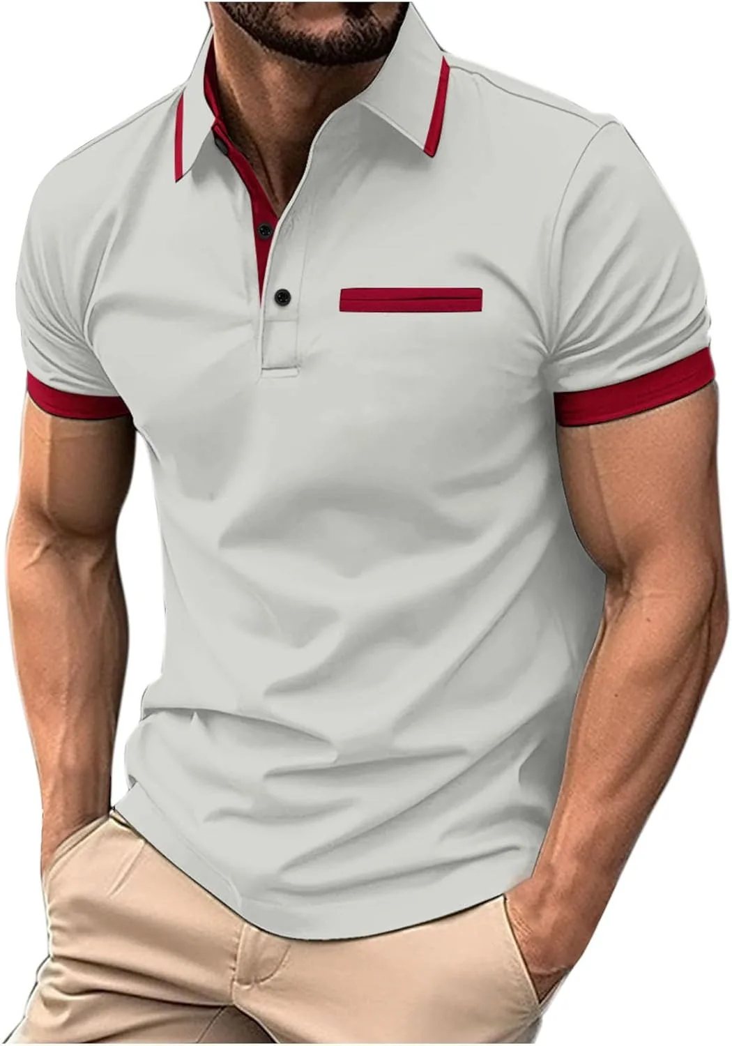 

Мужская футболка с коротким рукавом Color Block в полоску Slim Fit с карманом
