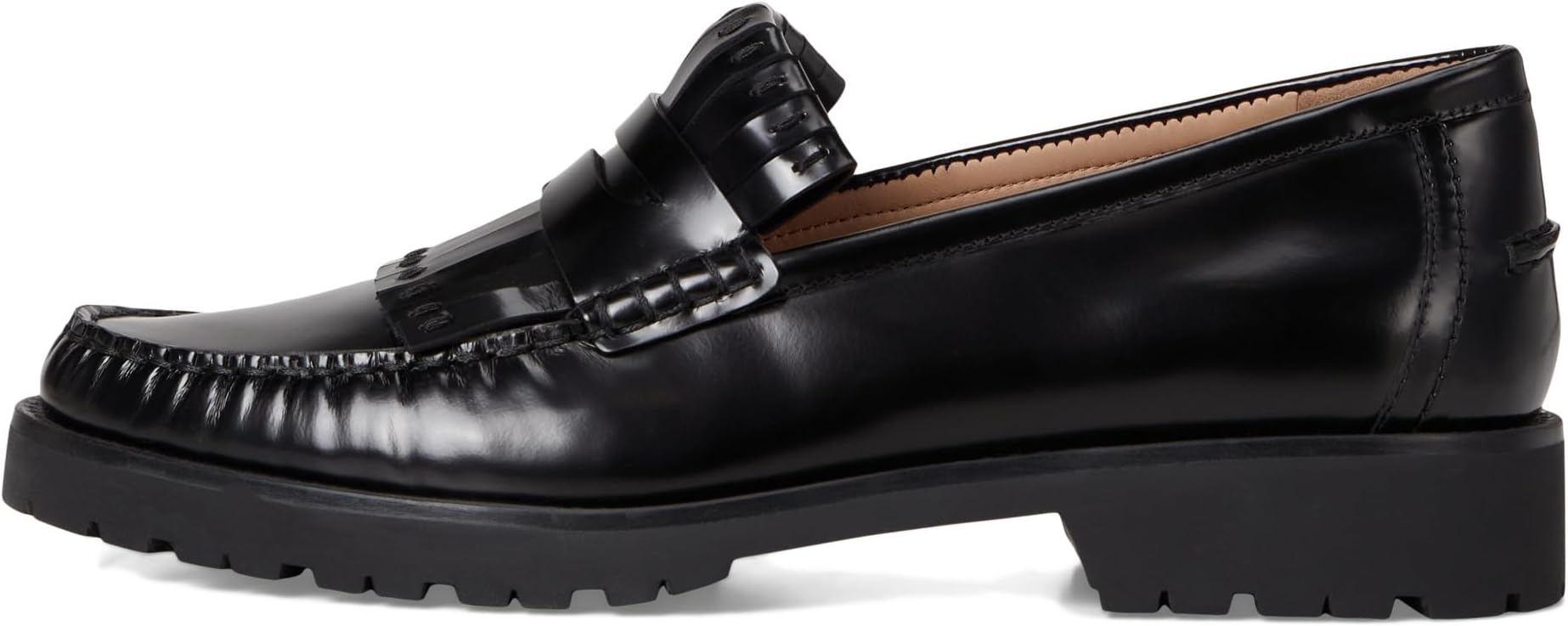 Лоферы Cole Haan Women's Treena Lug Kiltie Loafers, Black Box Leather — фото 4