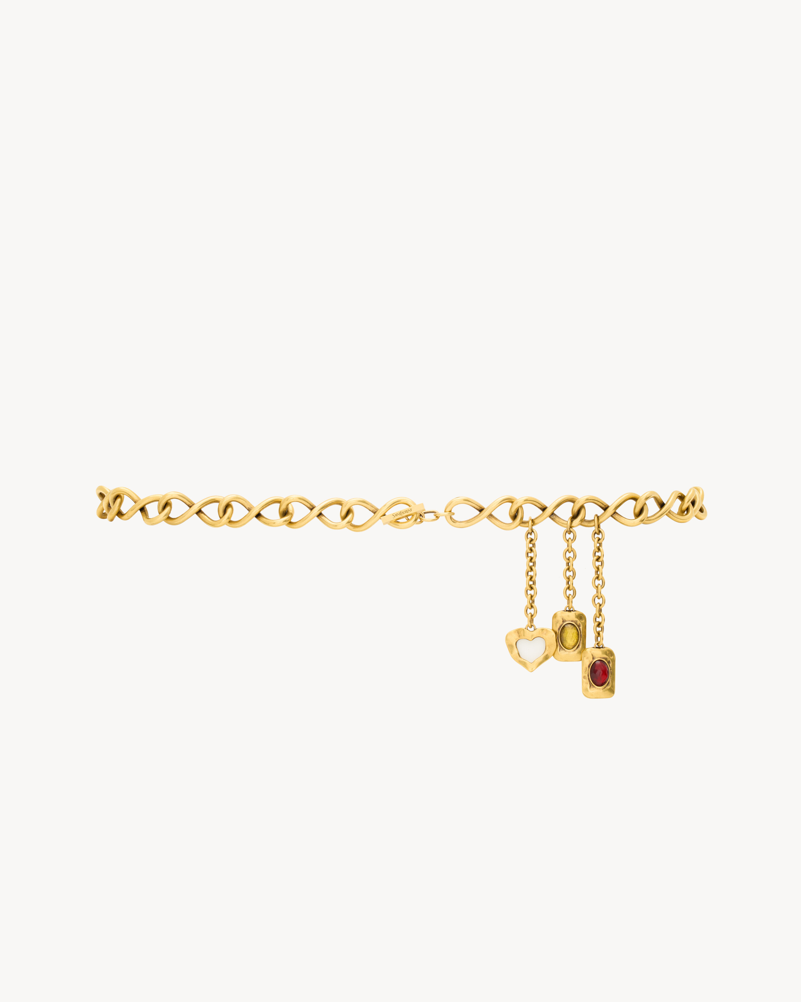 

Цепочный пояс с подвесками из металла и смолы Saint Laurent, золото