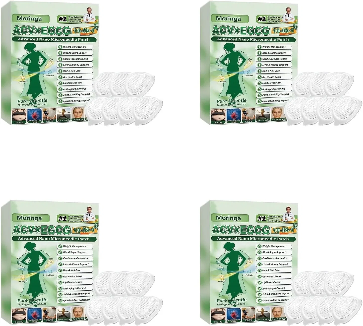 Пластыри Moringa ACV x EGCG Nano Micro Needle Patches, 4 шт. Generic, Nano Microneedle Plaster
