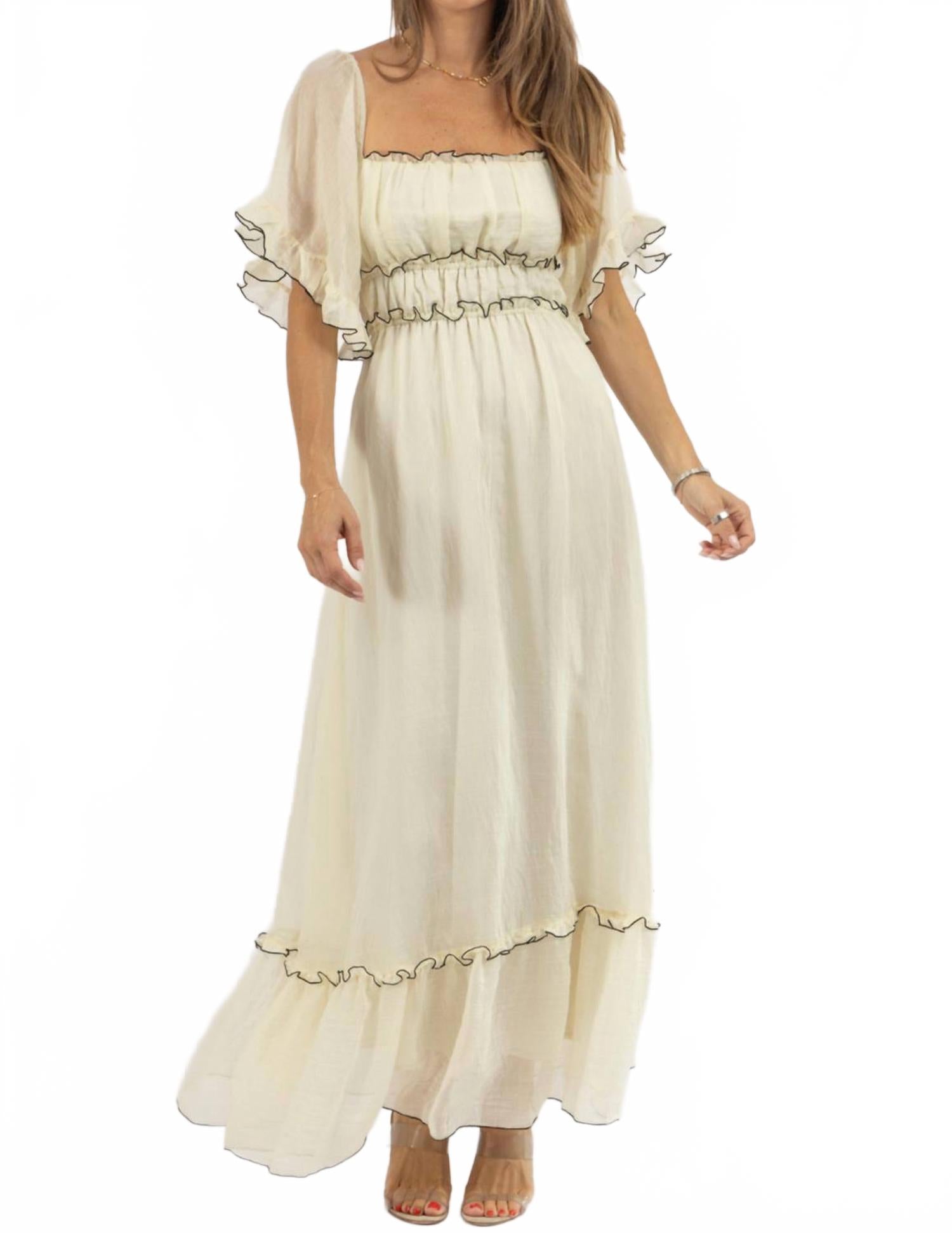 

Марлоу Макси Платье-бабочка в цвете масляного крема One & Only, кремовый