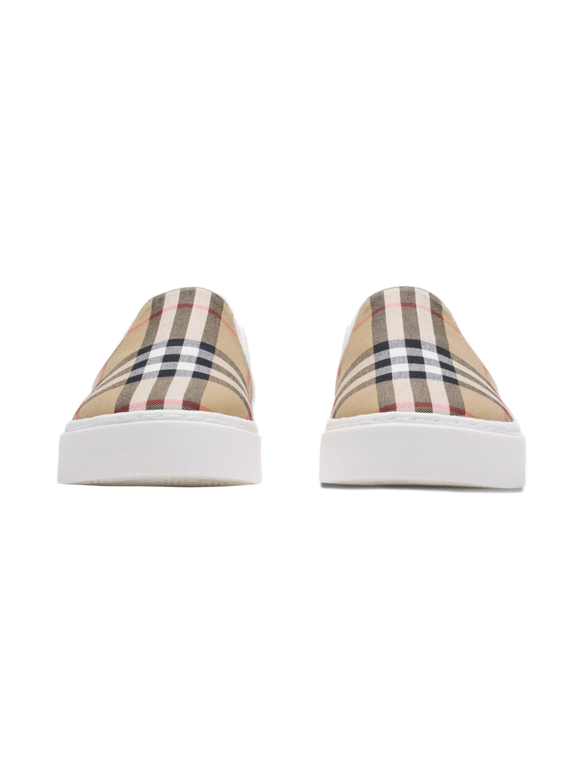 Кроссовки-слипоны с клетчатым рисунком Burberry Kids, коричневый — фото 4